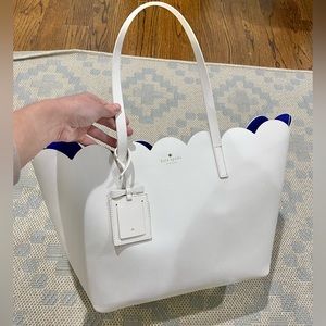 Kate Spade White Scallop Large Tote